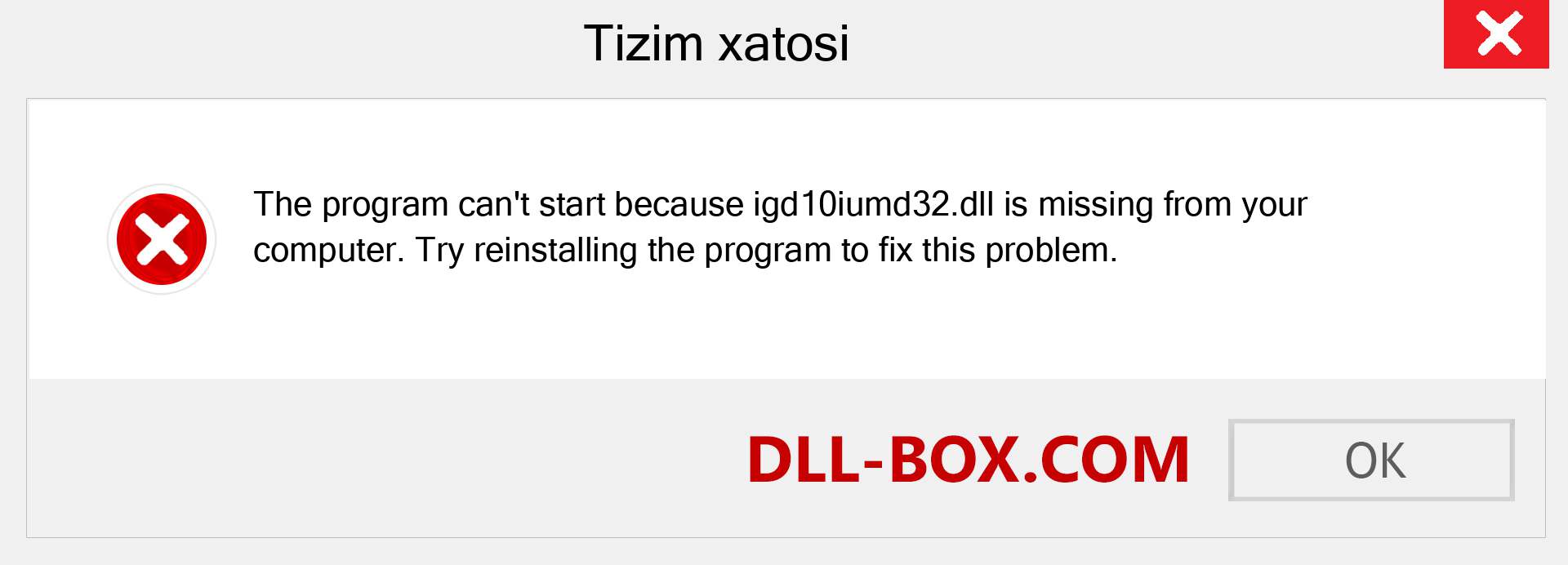 igd10iumd32.dll fayli yo'qolganmi?. Windows 7, 8, 10 uchun yuklab olish - Windowsda igd10iumd32 dll etishmayotgan xatoni tuzating, rasmlar, rasmlar